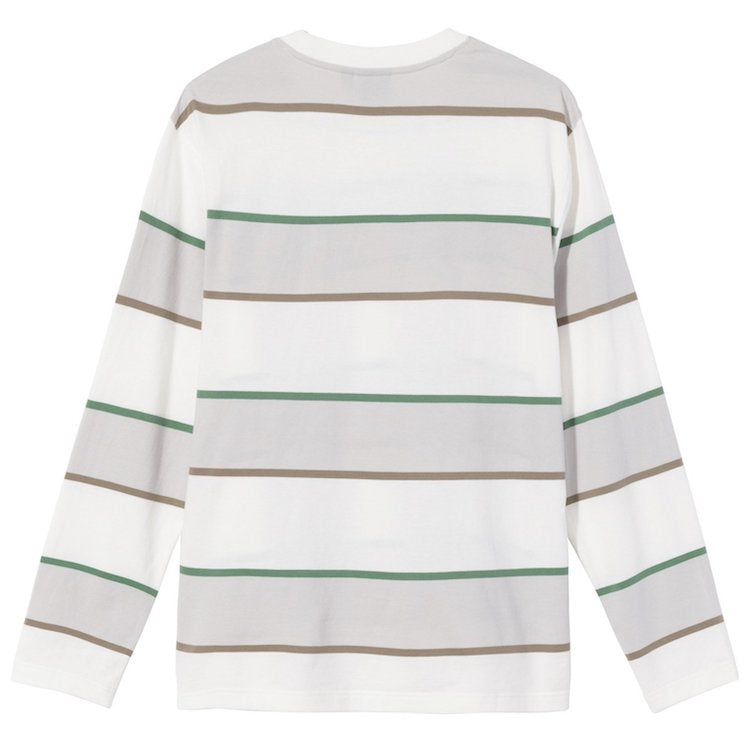 Stussy Bold Stripe L S Crew T Shirt Bone Flavour Skateshop