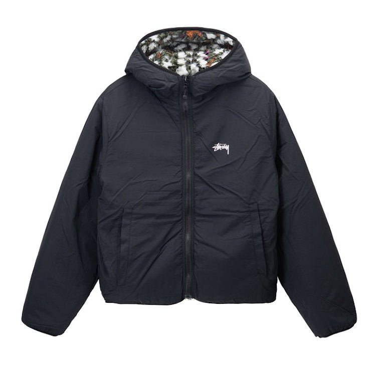 Stussy Reversible Pattern Sherpa Fleece Nylon Zip Jacket Natural