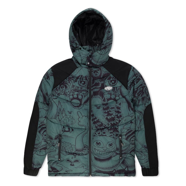 RIPNDIP Dark Twisted Fantasy Puffer Jacket Olive/Black