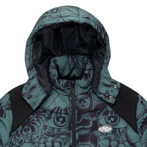 RIPNDIP Dark Twisted Fantasy Puffer Jacket Olive/Black