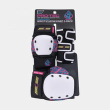 Pro-Tec Street Gear x Santa Cruz Junior 3-Pack Skateboard Pad Set Black/White/Pink