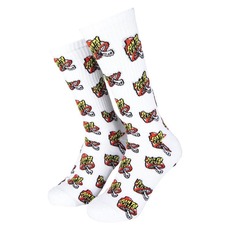 Santa Cruz Toadstool Dot Crew Socks White