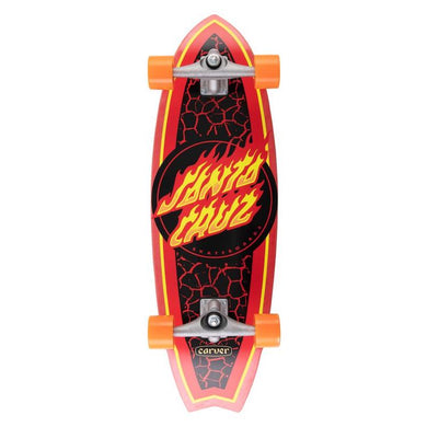 Santa Cruz X Carver Surf Skate Flame Dot Shark Complete Skateboard Cruiser 9.85