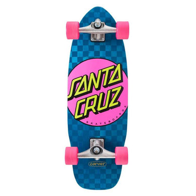 Santa Cruz X Carver Surf Skate Pink Dot Check Cut Back Complete Skateboard Cruiser 9.75
