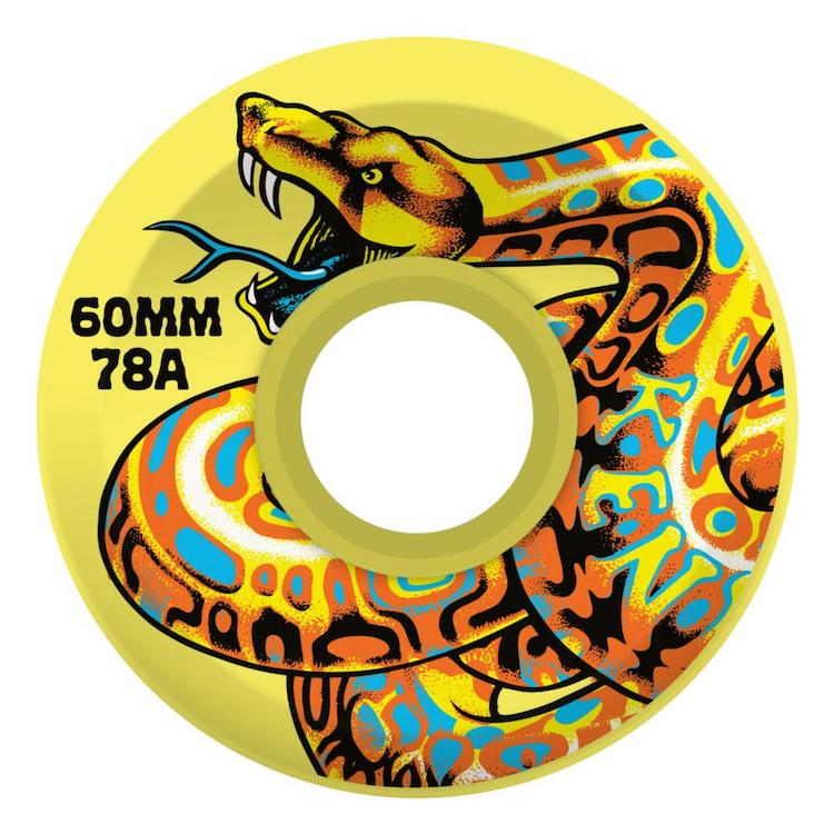 Slime Ball Wheels Jeff Kendall Snake Yellow Skateboard Wheels 95a 60mm