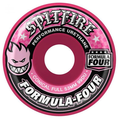 Spitfire Wheels Formula Four Conical Full Pink Skateboard Wheels 99a 53mm