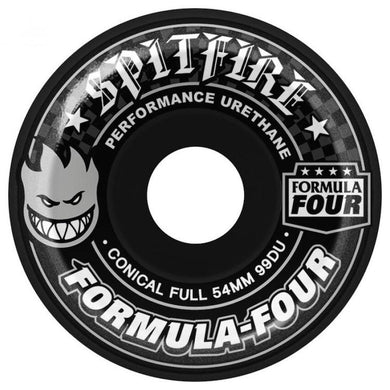 Spitfire Wheels Formula Four Conical Full Black Skateboard Wheels 99a 54mm