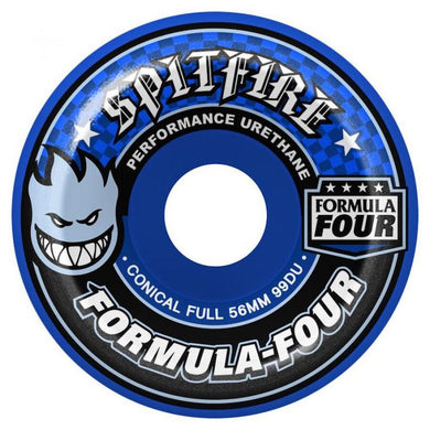Spitfire Wheels Formula Four Conical Full Blue Skateboard Wheels 99a 56mm