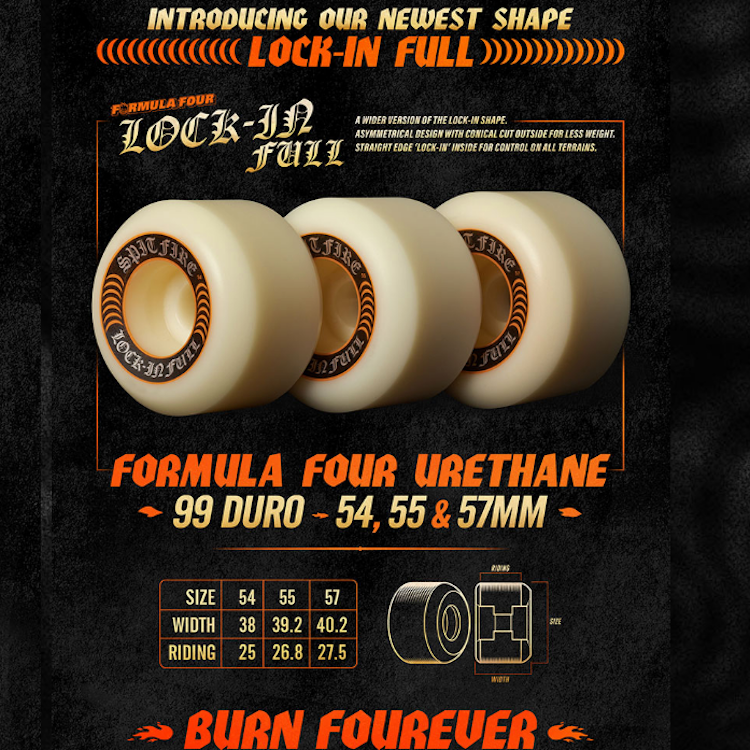 Spitfire Wheels Formula Four Lock Ins Full Natural Skateboard Wheels 9 ...