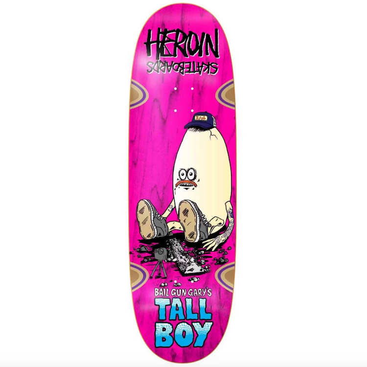 Heroin Skateboards Bail Gun Gary’s Tall Boy Skateboard Deck 10.25