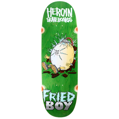 Heroin Skateboards Fried Boy Egg Wheel Wells Skateboard Deck 10.4