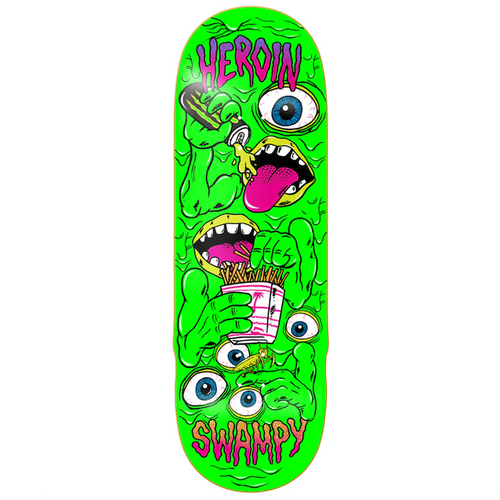 Heroin Skateboards Swampy Mutate Or Die Skateboard Deck 10.25