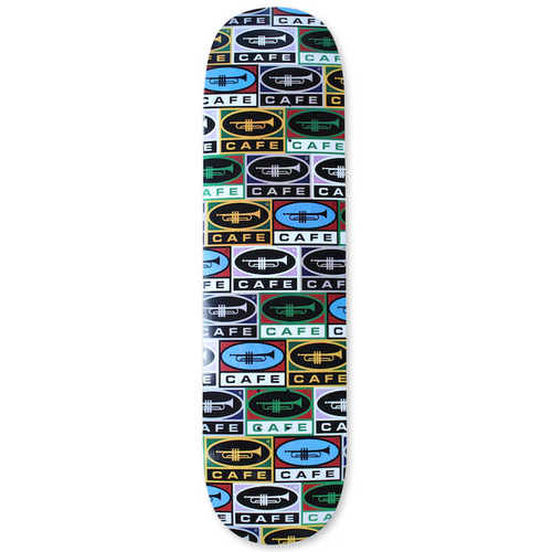 Skateboard Cafe Trumpet Collage Skateboard Deck 8.25