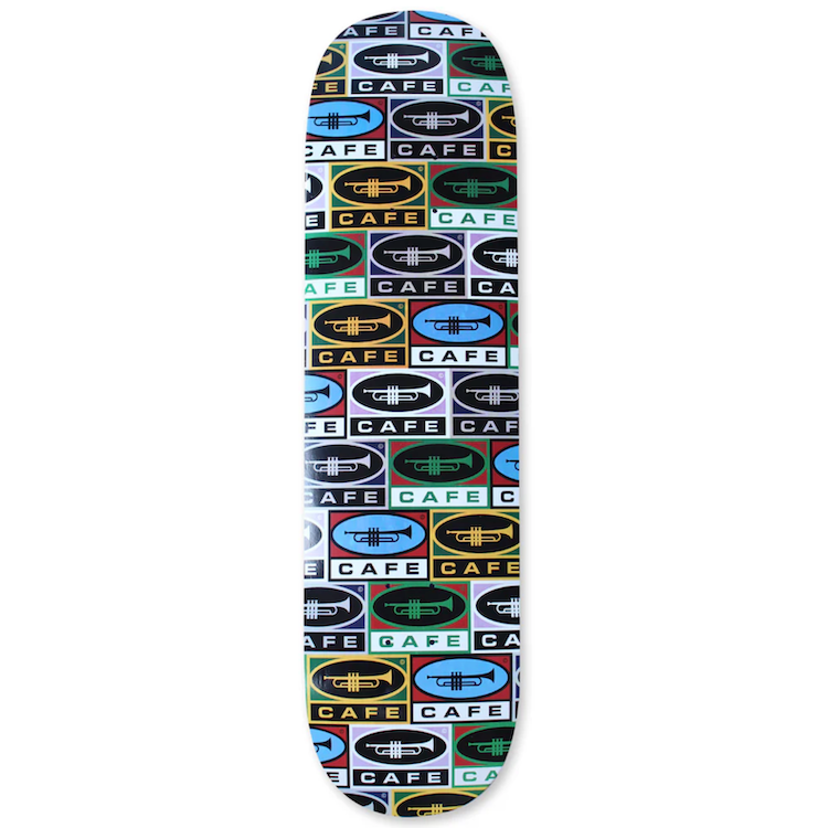 Skateboard Cafe Trumpet Collage Skateboard Deck 8.25