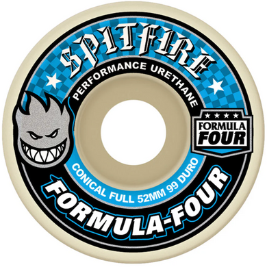 Spitfire Wheels Formula Four Conical Full Blue Skateboard Wheels 99a 52mm