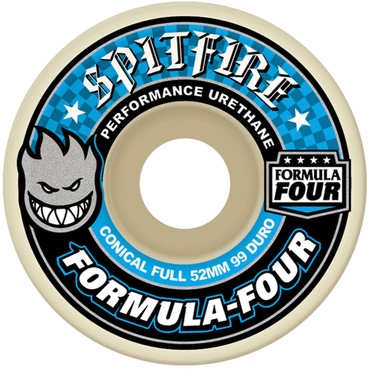 Spitfire Wheels Formula Four Conical Full Blue Skateboard Wheels 99a 52mm
