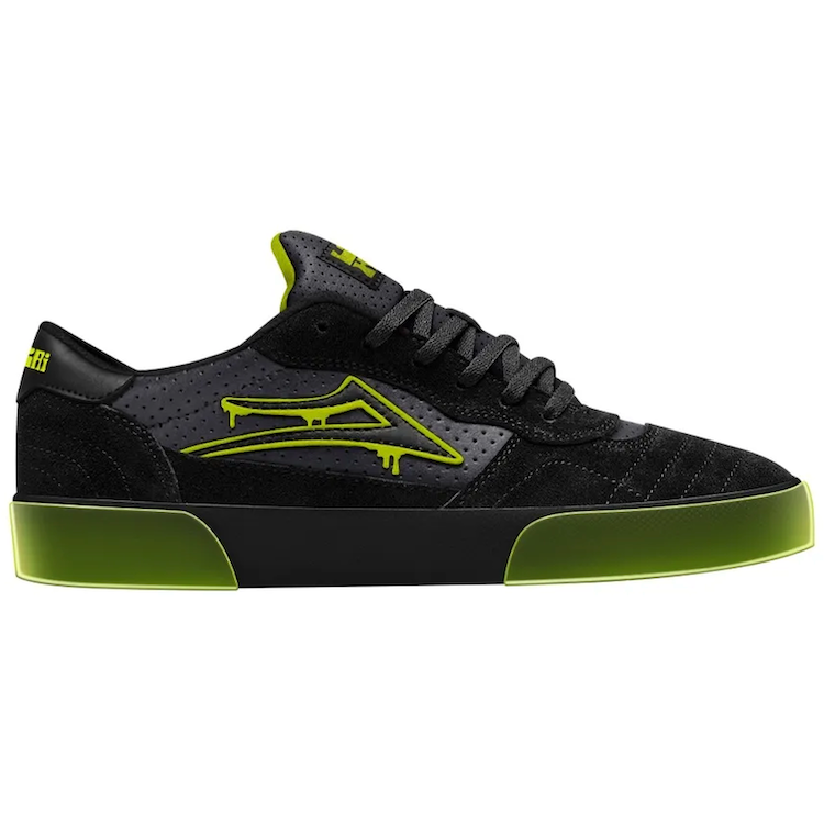 Lakai Cambridge X Haze Wheels Acid Lime Black Crystal Leather Shoes