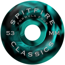 Spitfire Wheels Formula Four Classics Team Floral Teal/Black Swirl Skateboard Wheels 99a 53mm