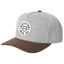 Brixton Crest Snapback Cap Heather Grey/Pinecone Brown