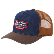 Brixton Reeves Trucker Snapback Cap Washed Denim/Caramel