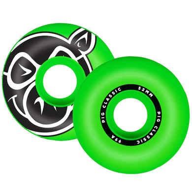 Pig Wheels Pig Head Classic Skateboard Wheels 99a 52mm Green