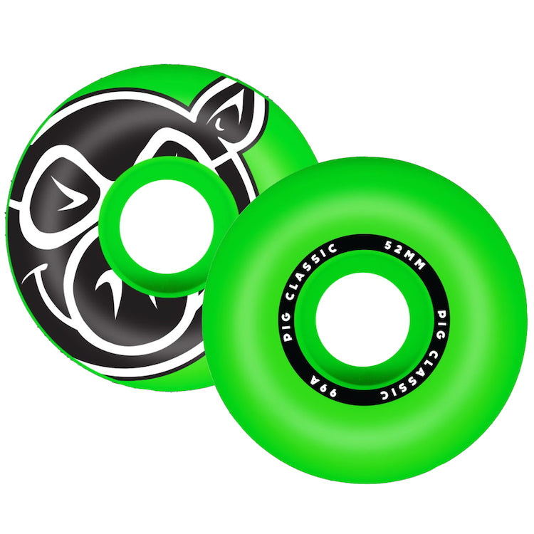 Pig Wheels Pig Head Classic Skateboard Wheels 99a 52mm Green
