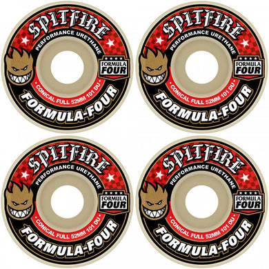 Spitfire Wheels Formula Four Conical Full Skateboard Wheels 101a 52mm