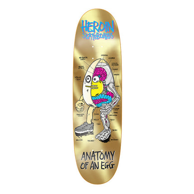 Heroin Skateboards Anatomy Egg Gold Skateboard Deck 8.75