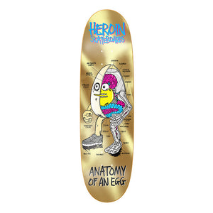 Heroin Skateboards Anatomy Egg Gold Skateboard Deck 8.75"