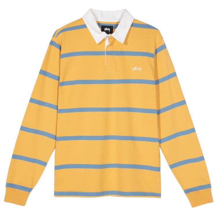 Stussy Hill Stripe L/S Rugby Shirt Gold