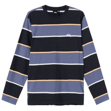 Stussy Bold Stripe L/S Crew T-Shirt Black