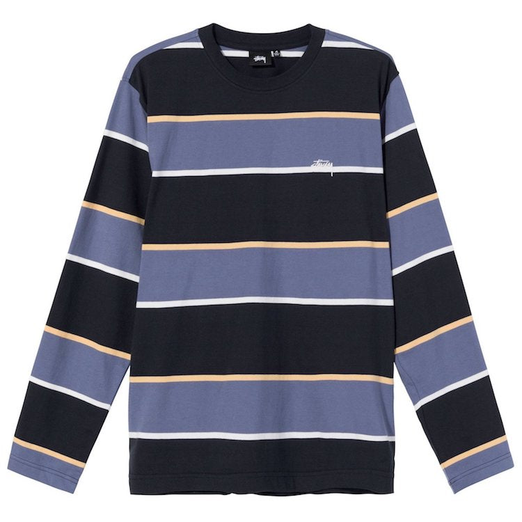 Stussy Bold Stripe L/S Crew T-Shirt Black