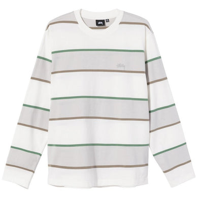 Stussy Bold Stripe L/S Crew T-Shirt Bone