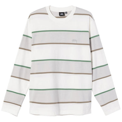 Stussy Bold Stripe L/S Crew T-Shirt Bone