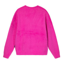 Stussy Shaggy Knit Cardigan Sweatshirt Fucshia
