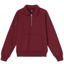 Stussy Polo Zip Fleece Sweatshirt Maroon