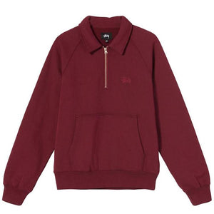 Stussy Polo Zip Fleece Sweatshirt Maroon