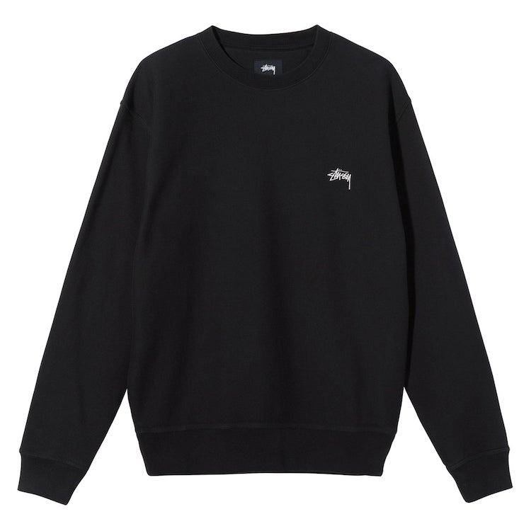 Stussy Stock Logo OverDyed Crew Sweatshirt Black