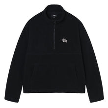 Stussy Basic Logo Half Zip Mock Neck Polar Fleece Sweatshirt Black