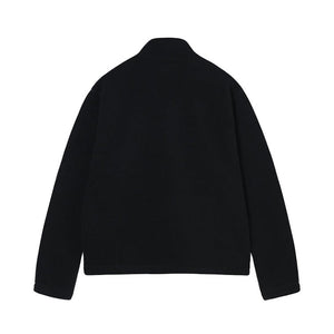 Stussy Basic Logo Half Zip Mock Neck Polar Fleece Sweatshirt Black
