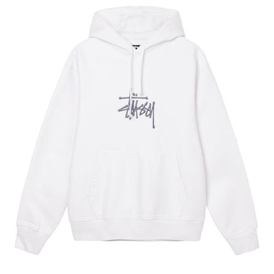 Stussy Basic Logo Embroidered Hoody Sweatshirt White