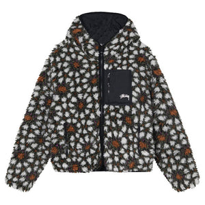 Stussy Reversible Pattern Sherpa Fleece/Nylon Zip Jacket Natural