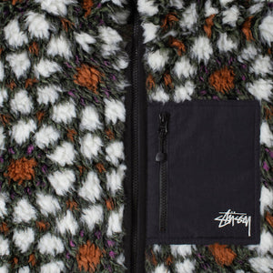 Stussy Reversible Pattern Sherpa Fleece/Nylon Zip Jacket Natural