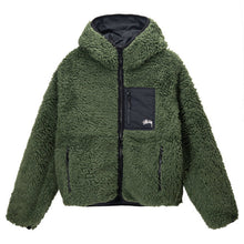 Stussy Reversible Sherpa Fleece/Nylon Zip Jacket Olive