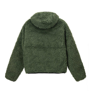 Stussy Reversible Sherpa Fleece/Nylon Zip Jacket Olive