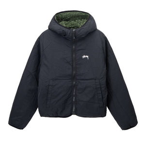 Stussy Reversible Sherpa Fleece/Nylon Zip Jacket Olive
