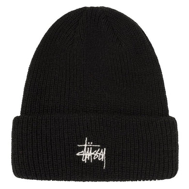 Stussy Basic Logo Embroidered Cuff Beanie Black