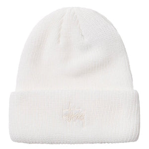 Stussy Basic Logo Embroidered Cuff Beanie Natural