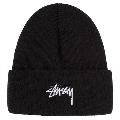 Stussy Stock Logo Embroidered Beanie Black