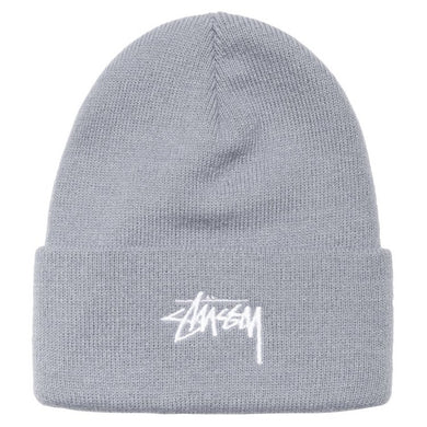 Stussy Stock Logo Embroidered Beanie Grey Heather